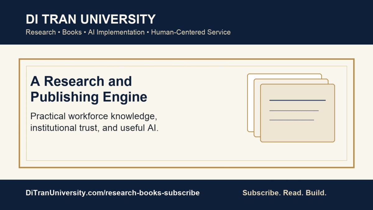 Di Tran University research and books connected to AI implementation and human-centered service.